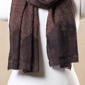 Brown - Ajrakh Hand Block Printed Pure Woolen Stole
