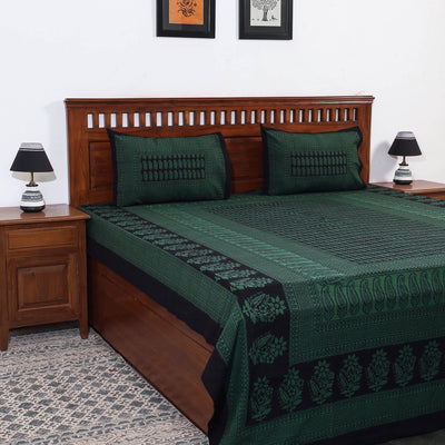 Bagh Block Printed Cotton Double Bed Cover with Pillow Covers (112 x 92 in)