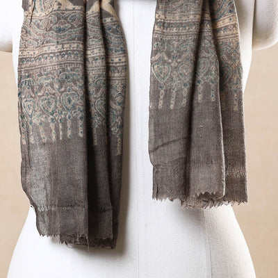 Brown - Ajrakh Hand Block Printed Pure Woolen Stole