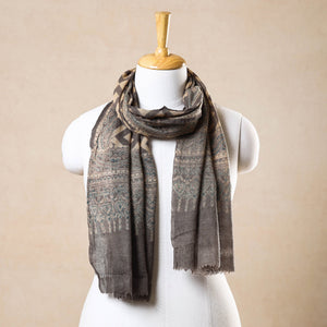 Brown - Ajrakh Hand Block Printed Pure Woolen Stole