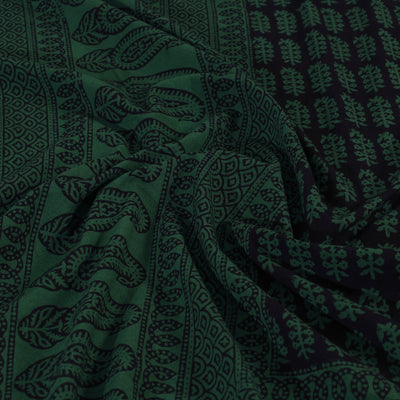 Bagh Block Printed Cotton Double Bed Cover with Pillow Covers (112 x 92 in)