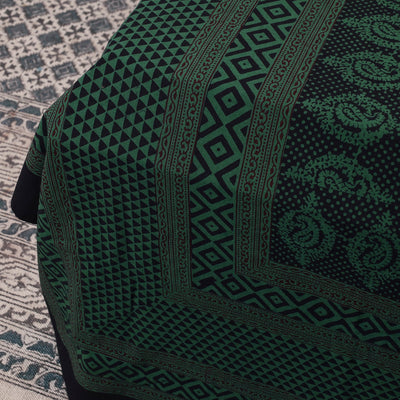 Bagh Block Printed Cotton Double Bed Cover with Pillow Covers (112 x 92 in)
