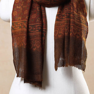 Brown - Ajrakh Hand Block Printed Pure Woolen Stole