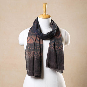 Brown - Ajrakh Hand Block Printed Pure Woolen Stole