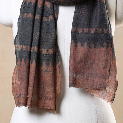 Blue - Ajrakh Hand Block Printed Pure Woolen Stole