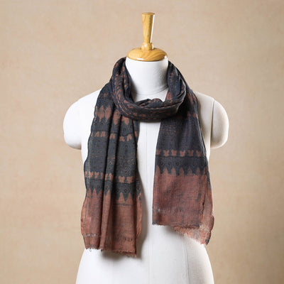 Blue - Ajrakh Hand Block Printed Pure Woolen Stole