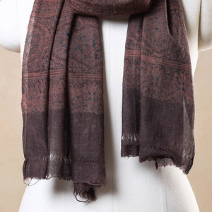 Brown - Ajrakh Hand Block Printed Pure Woolen Stole