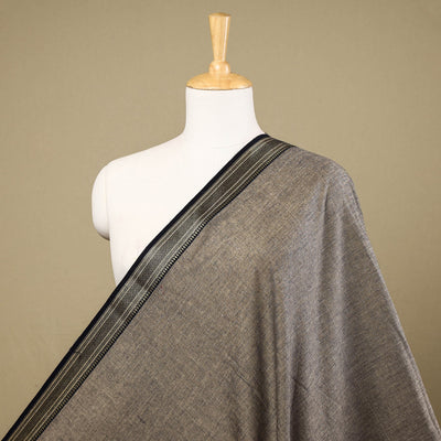 Brown - Prewashed Dharwad Cotton Thread Border Fabric