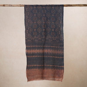 Blue - Ajrakh Hand Block Printed Pure Woolen Stole