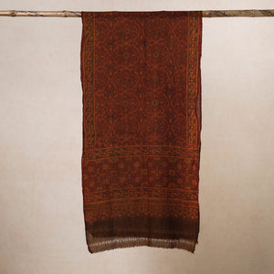 Brown - Ajrakh Hand Block Printed Pure Woolen Stole