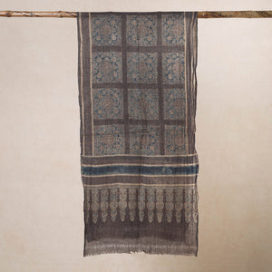 Brown - Ajrakh Hand Block Printed Pure Woolen Stole
