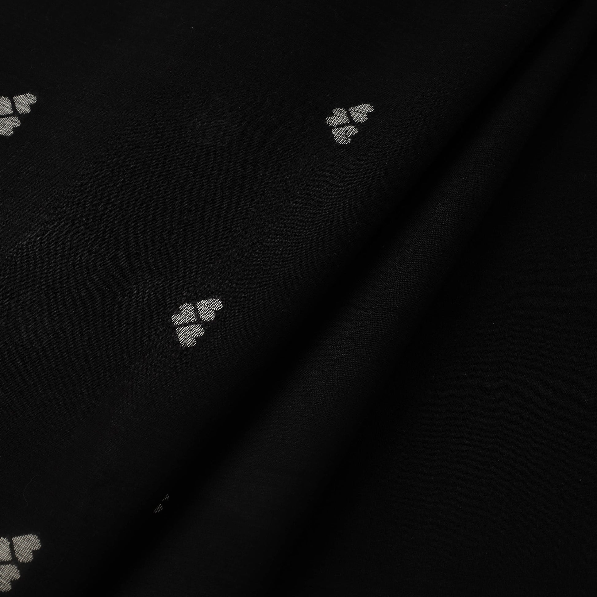 Black - Handloom Cotton Phulia Jamdani Fabric 12