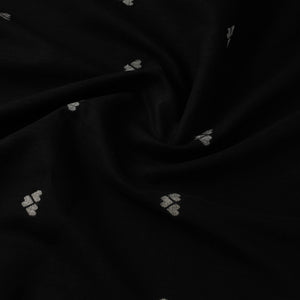Black - Handloom Cotton Phulia Jamdani Fabric 12