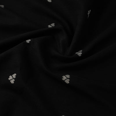 Black - Handloom Cotton Phulia Jamdani Fabric 12
