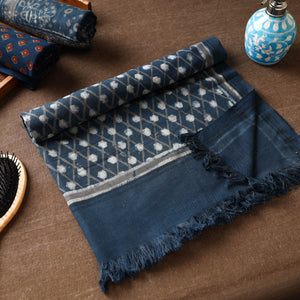 Blue - Akola Block Printed Pure Handloom Cotton Towel
