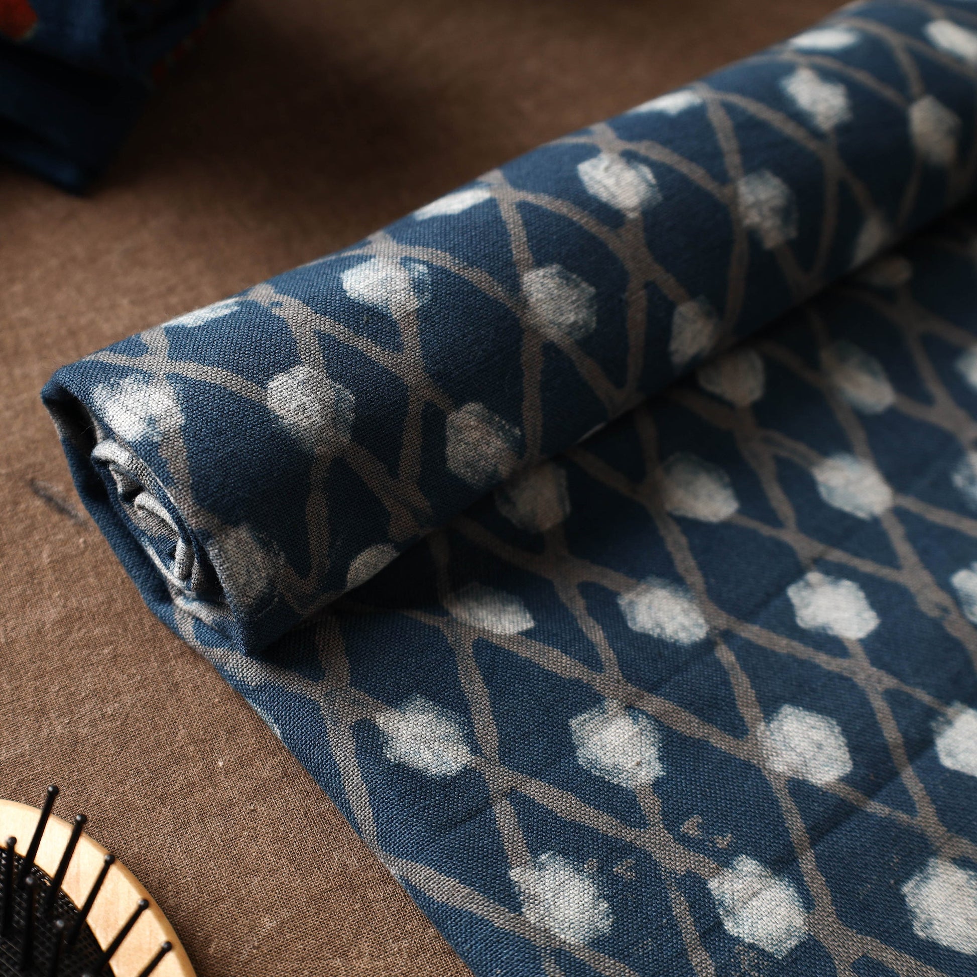 Blue - Akola Block Printed Pure Handloom Cotton Towel