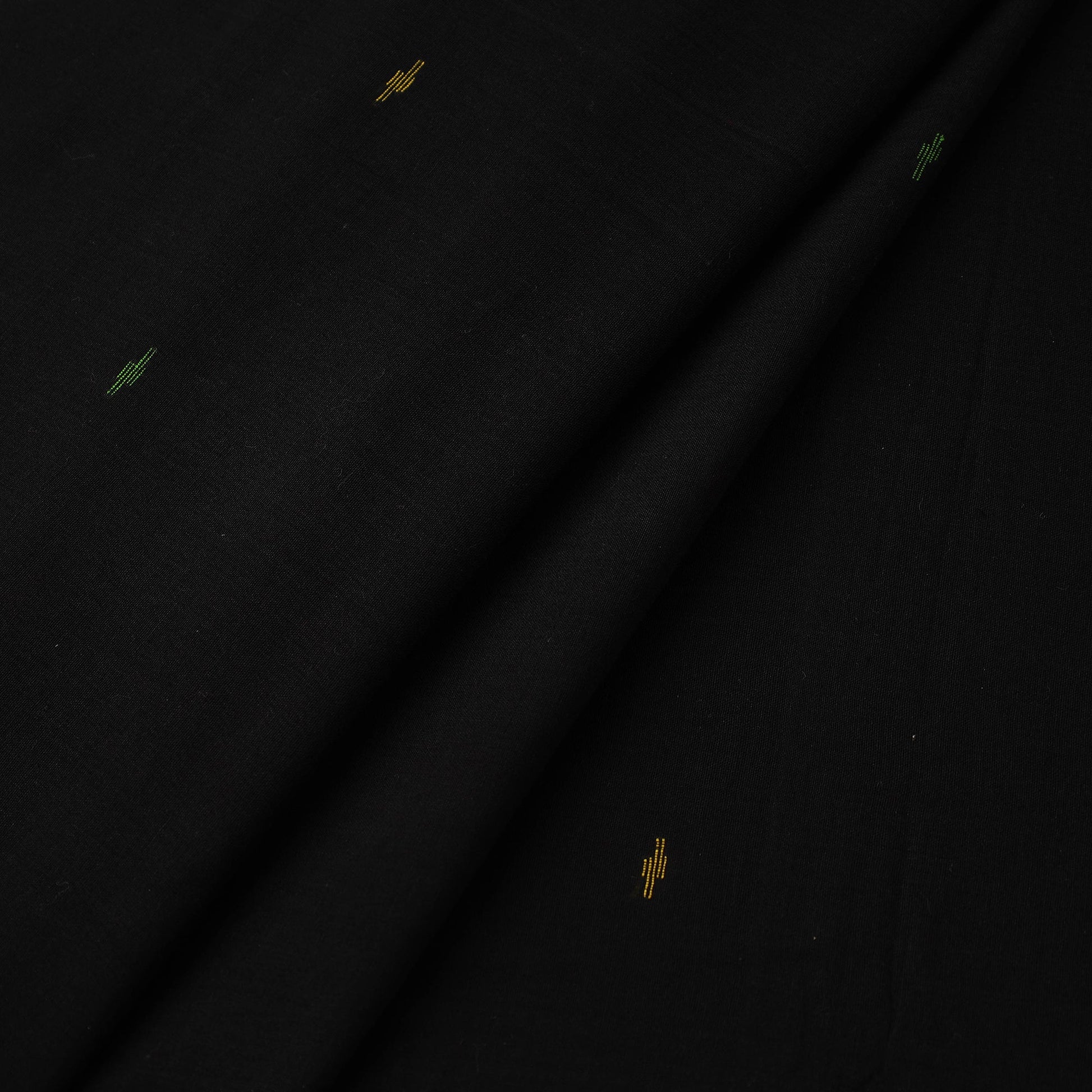 Black - Handloom Cotton Phulia Jamdani Fabric 03