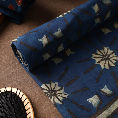 Blue - Akola Block Printed Pure Handloom Cotton Towel