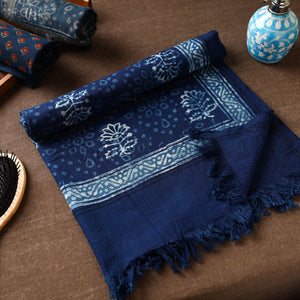 Blue - Akola Block Printed Pure Handloom Cotton Towel