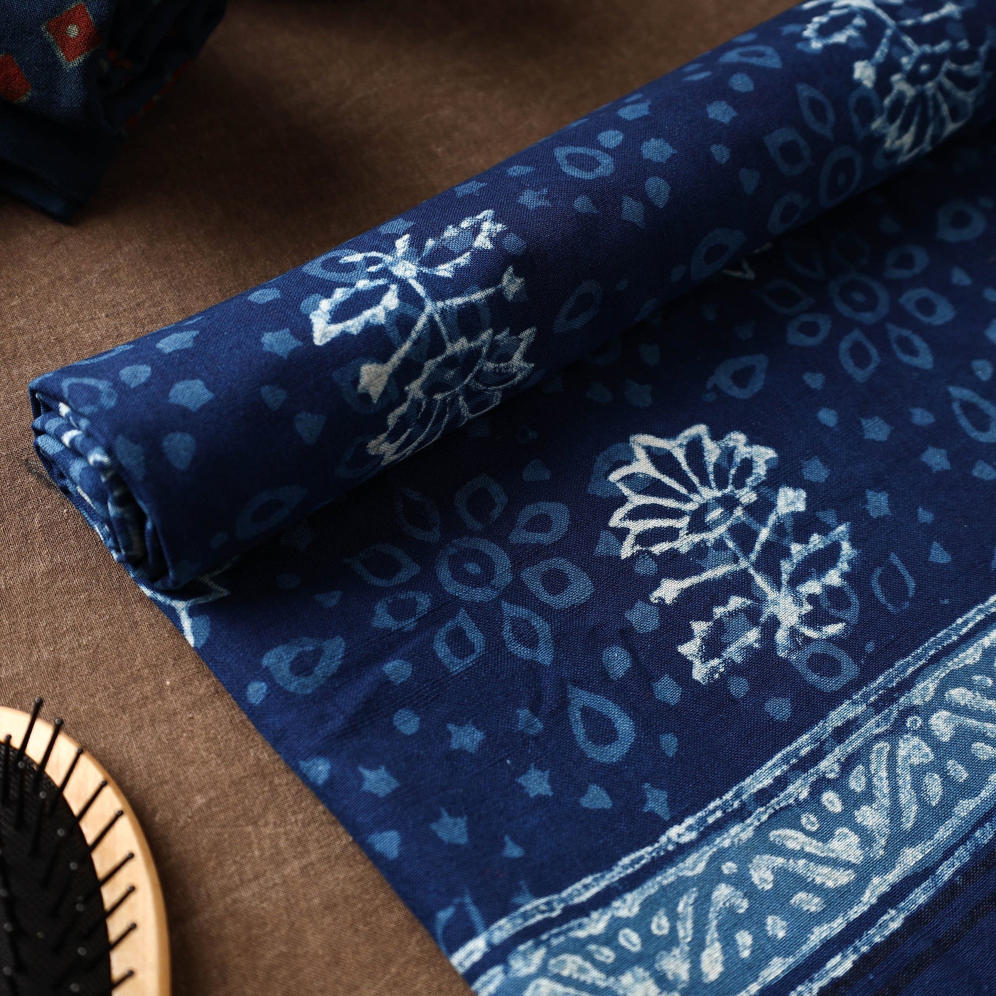Blue - Akola Block Printed Pure Handloom Cotton Towel
