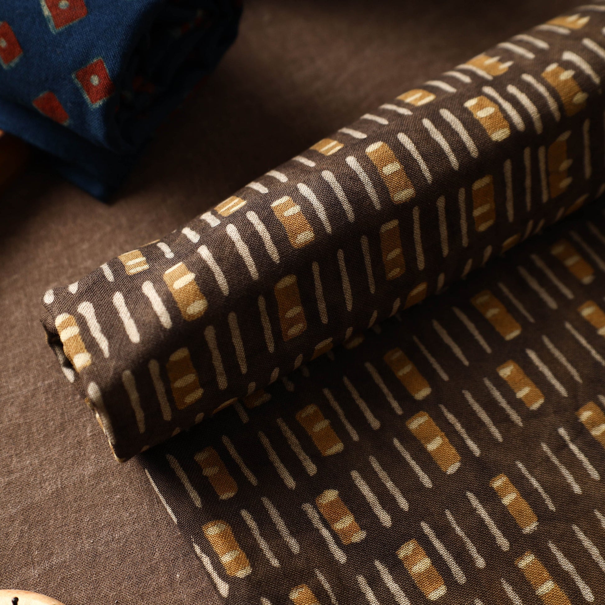 Brown - Akola Block Printed Pure Handloom Cotton Towel