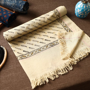 Beige - Akola Block Printed Pure Handloom Cotton Towel