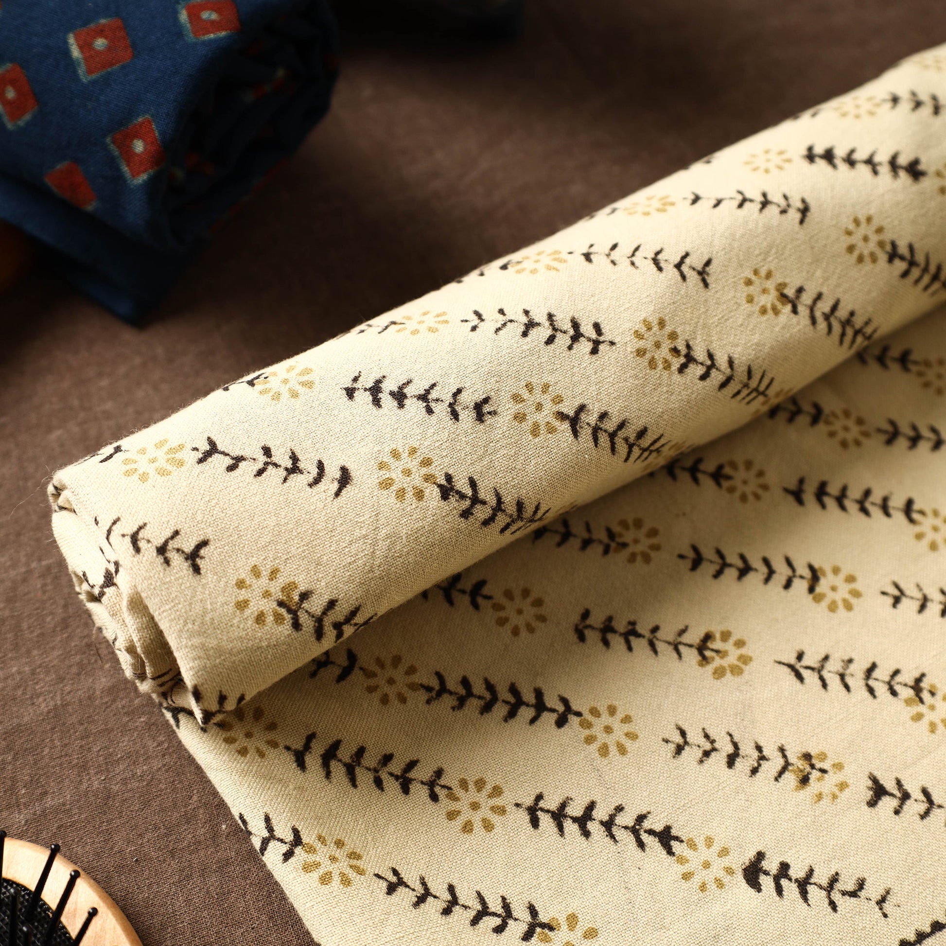 Beige - Akola Block Printed Pure Handloom Cotton Towel
