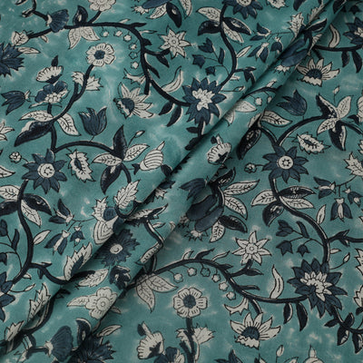 Blue - Block Print Cotton Sanganeri Fabric 22