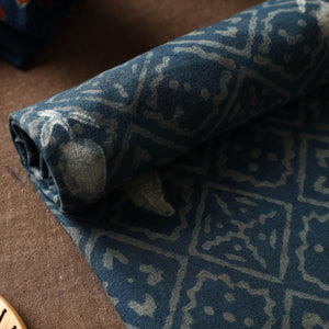 Blue - Akola Block Printed Pure Handloom Cotton Towel