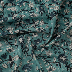 Blue - Block Print Cotton Sanganeri Fabric 22
