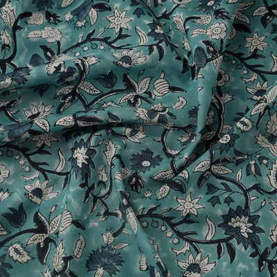 Blue - Block Print Cotton Sanganeri Fabric 22