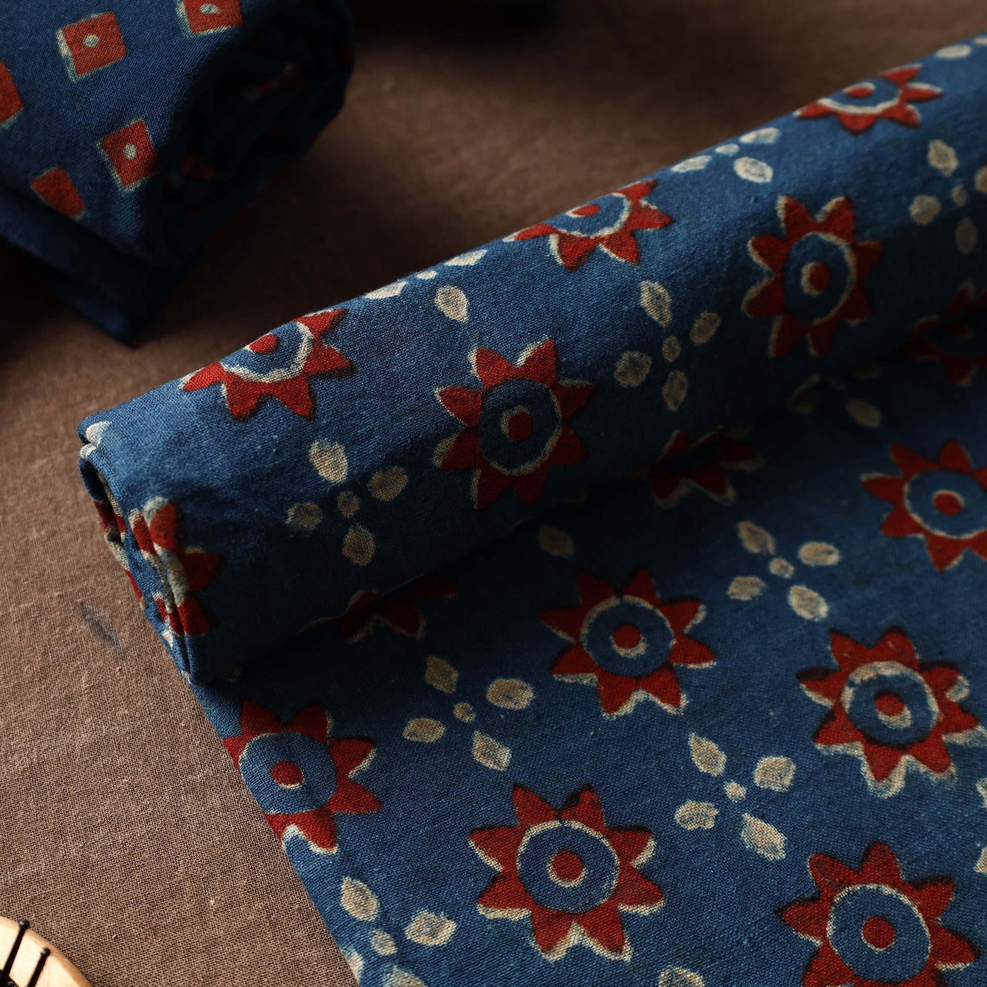 Blue - Akola Block Printed Pure Handloom Cotton Towel