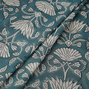 Blue - Block Print Cotton Sanganeri Fabric 27