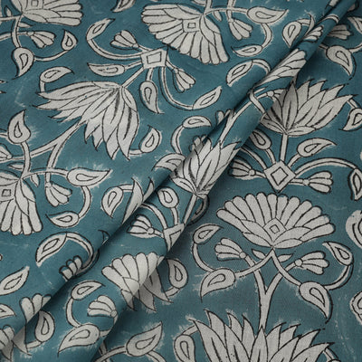 Blue - Block Print Cotton Sanganeri Fabric 27