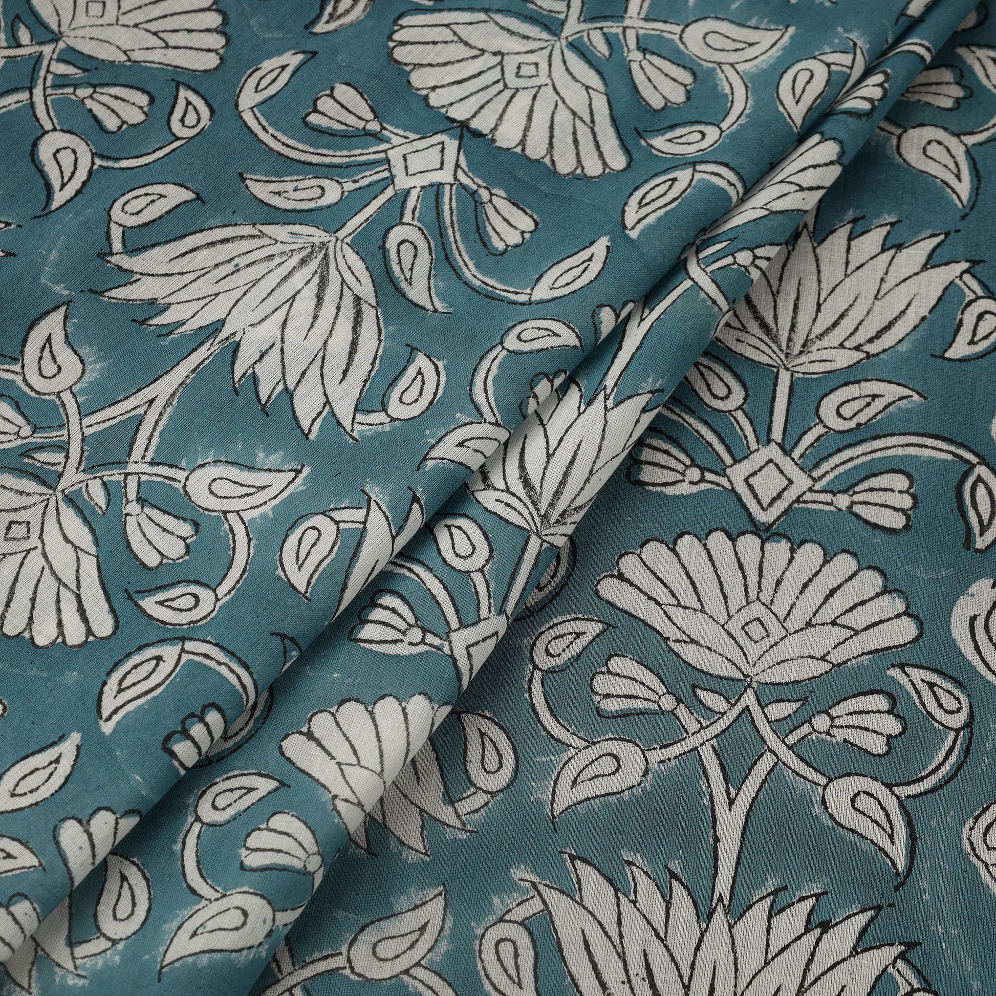 Blue - Block Print Cotton Sanganeri Fabric 27