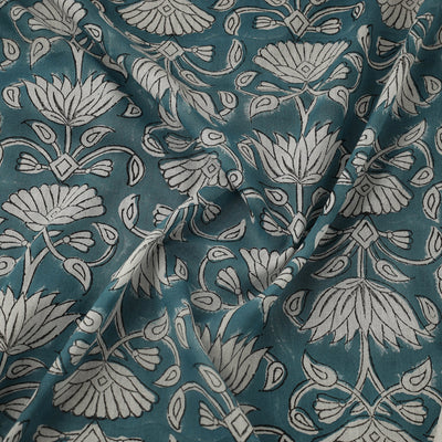 Blue - Block Print Cotton Sanganeri Fabric 27