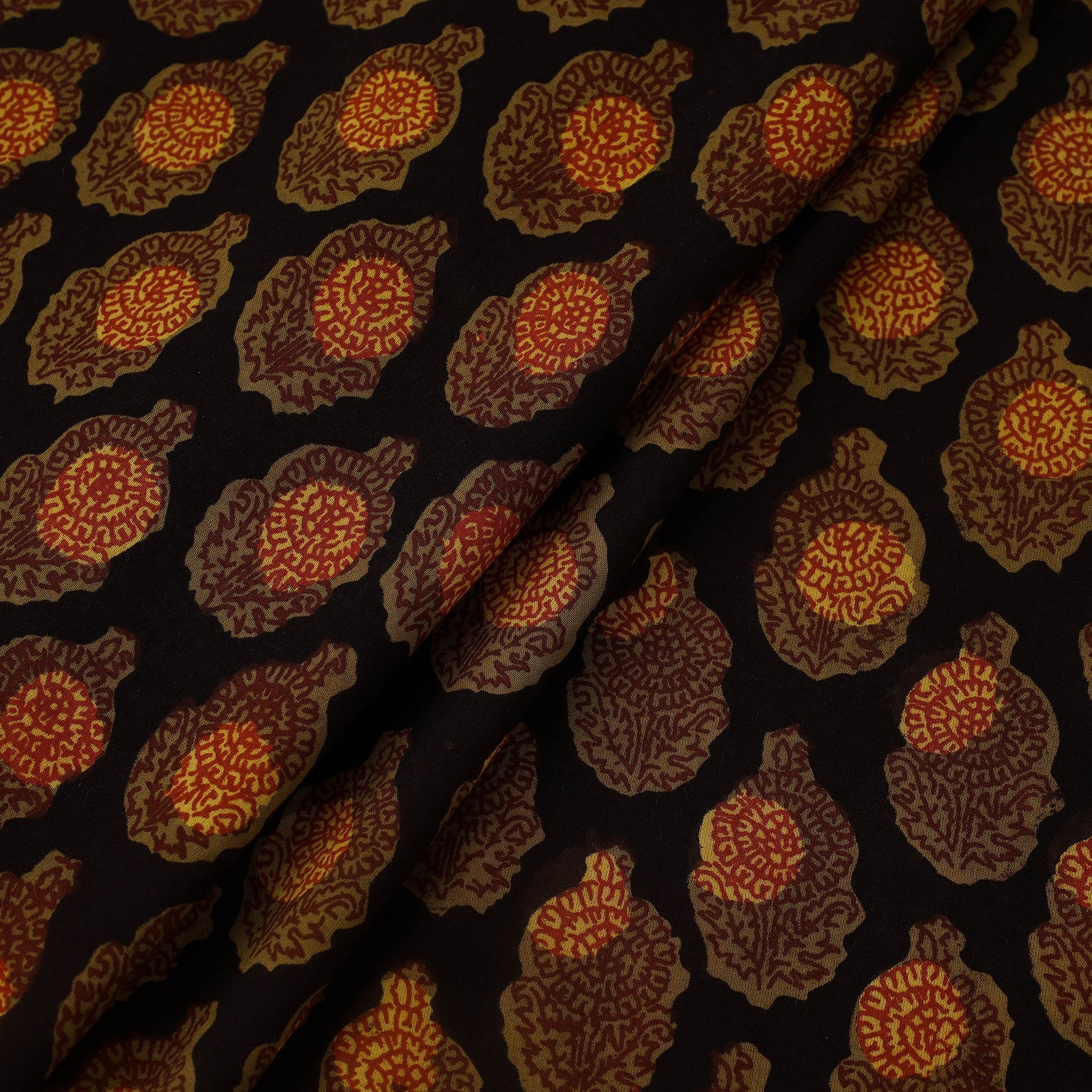 Black - Block Print Cotton Jahota Fabric 29