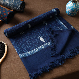 Blue - Akola Block Printed Pure Handloom Cotton Towel