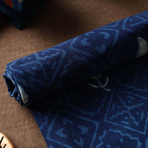 Blue - Akola Block Printed Pure Handloom Cotton Towel