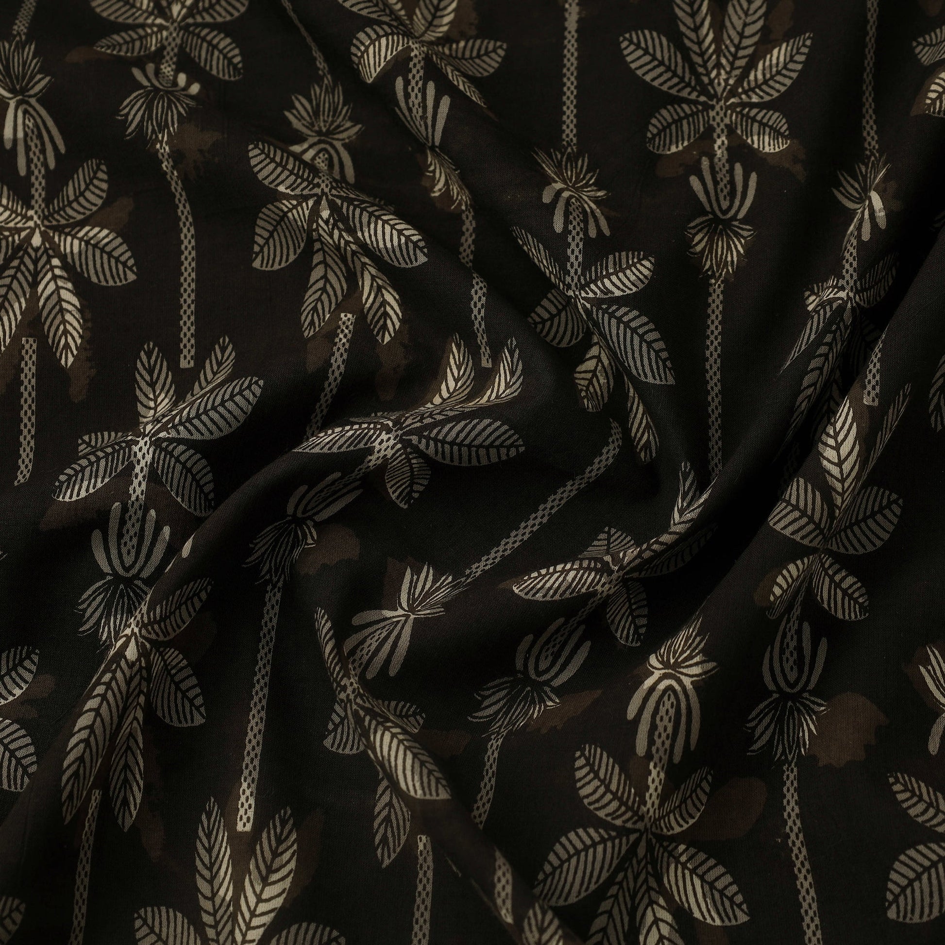 Black - Block Print Cotton Jahota Fabric 33