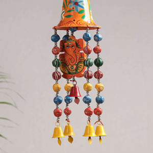 Big Bell - Banaras Handpainted Wooden & Terracotta Beads Decorative Hanging