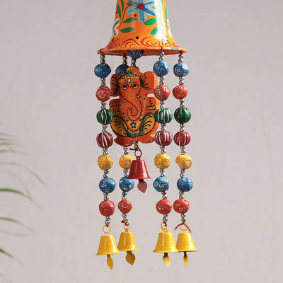 Big Bell - Banaras Handpainted Wooden & Terracotta Beads Decorative Hanging