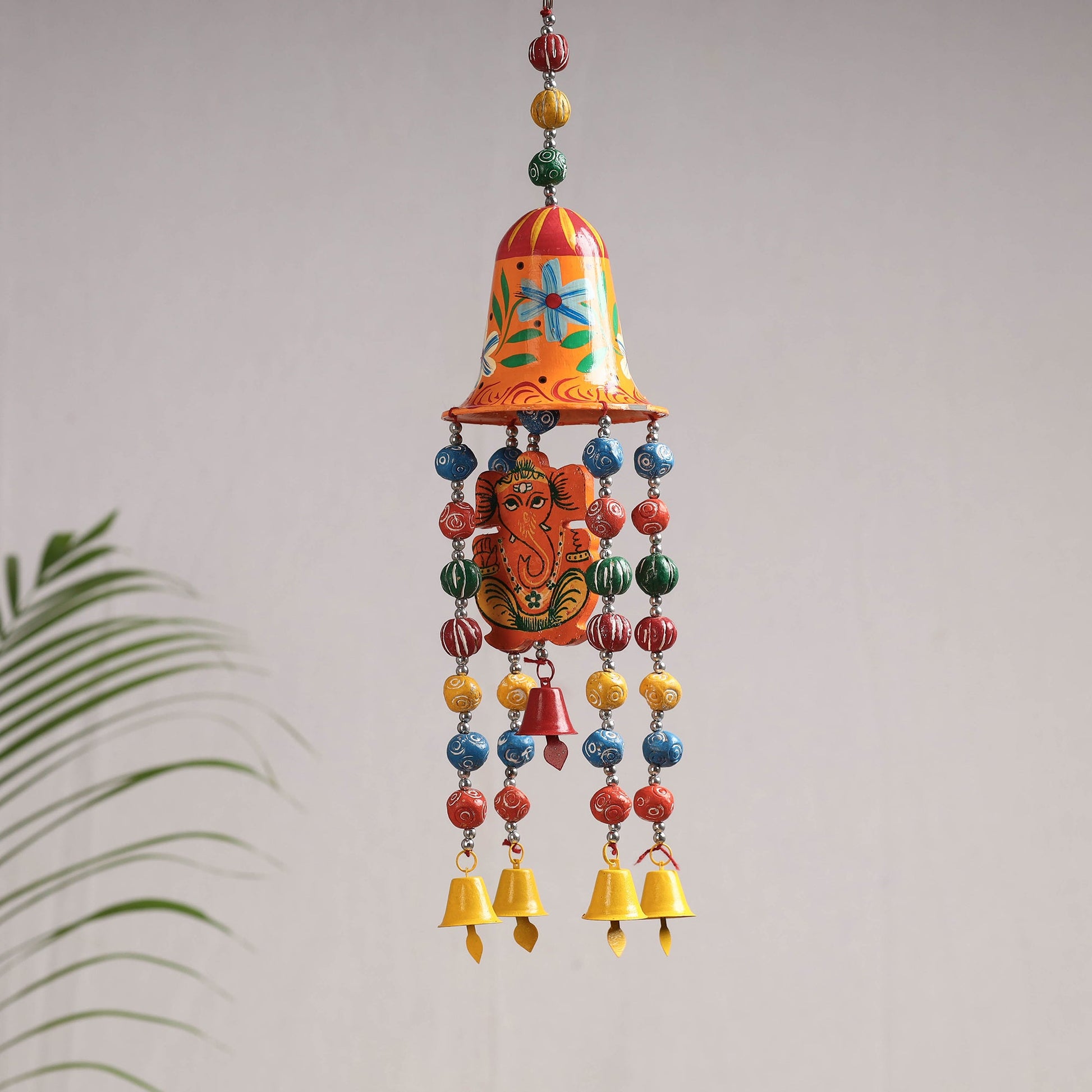 Big Bell - Banaras Handpainted Wooden & Terracotta Beads Decorative Hanging