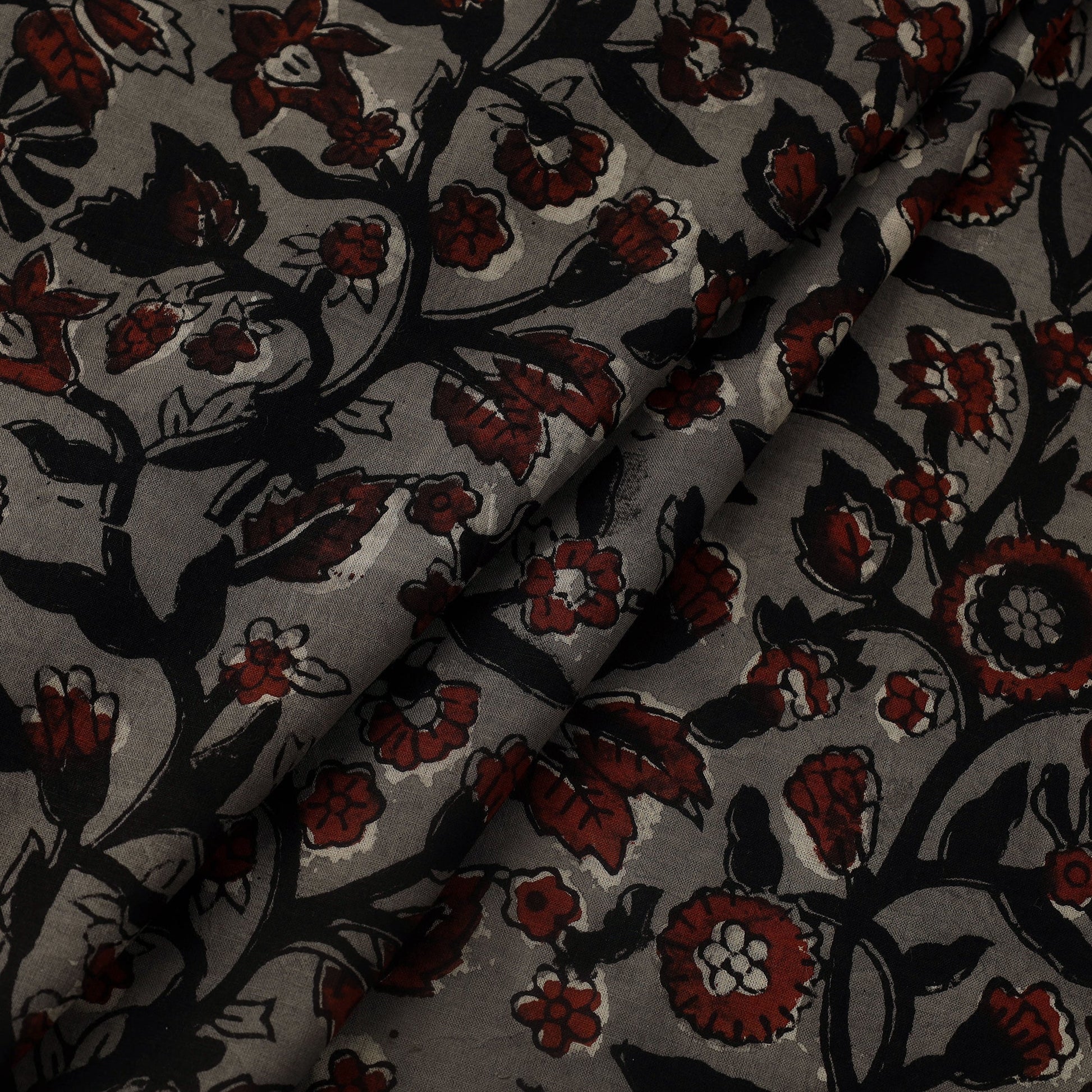 Black - Block Print Cotton Jahota Fabric 34
