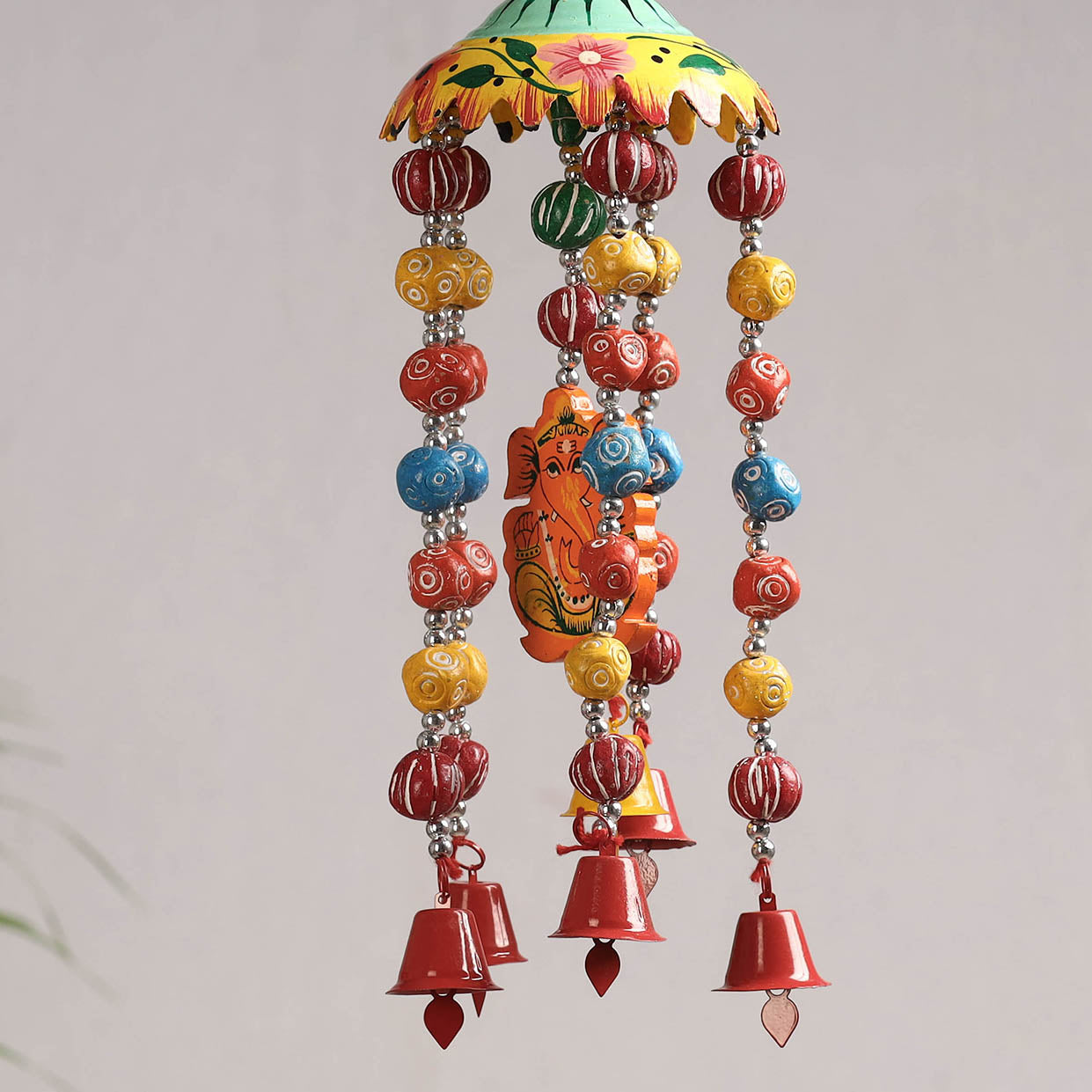Banaras Handpainted Wooden & Terracotta Beads Decorative Jhumar Hanging