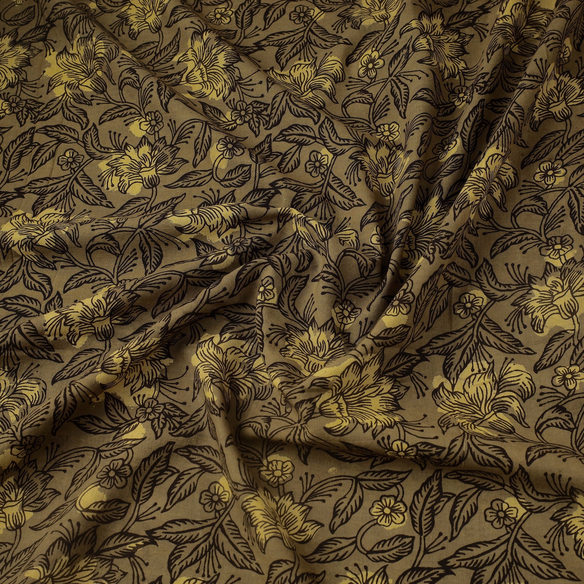 Brown - Block Print Cotton Jahota Fabric 35