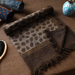 Brown - Akola Block Printed Pure Handloom Cotton Towel