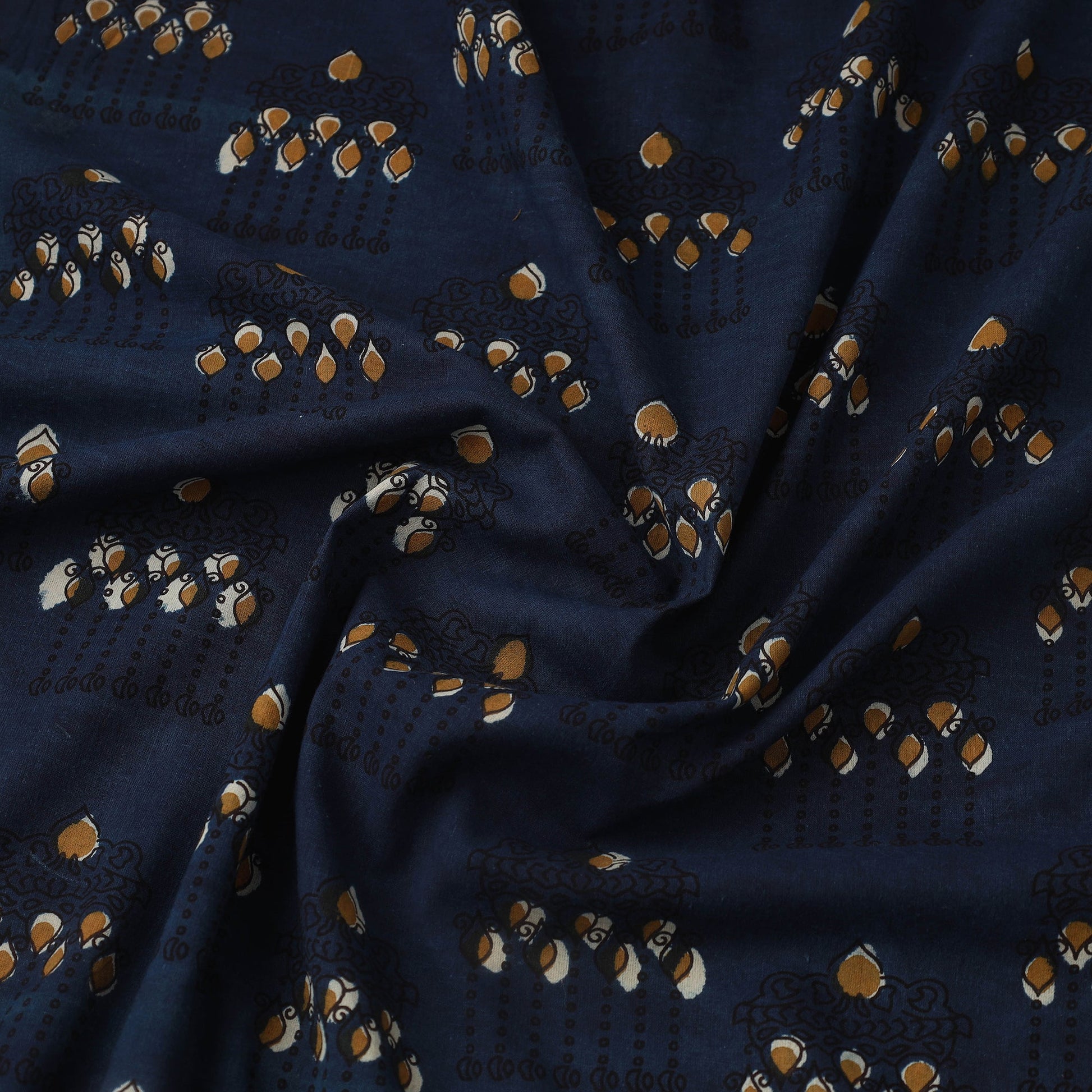 Blue - Block Print Cotton Jahota Fabric 36