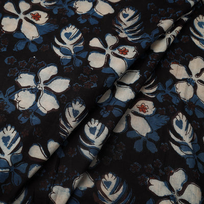Black - Block Print Cotton Jahota Fabric 37