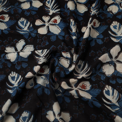 Black - Block Print Cotton Jahota Fabric 37